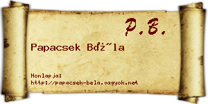 Papacsek Béla névjegykártya